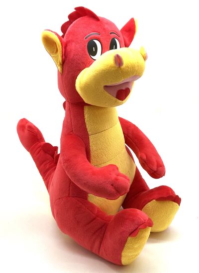 Image of T-Rex plush toy red on the side