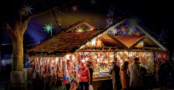 Image of christmas market in styrassic night lightmagic park